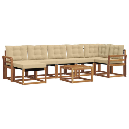 Set di divani da esterno con cuscino 8 pcs Naturale e Beige