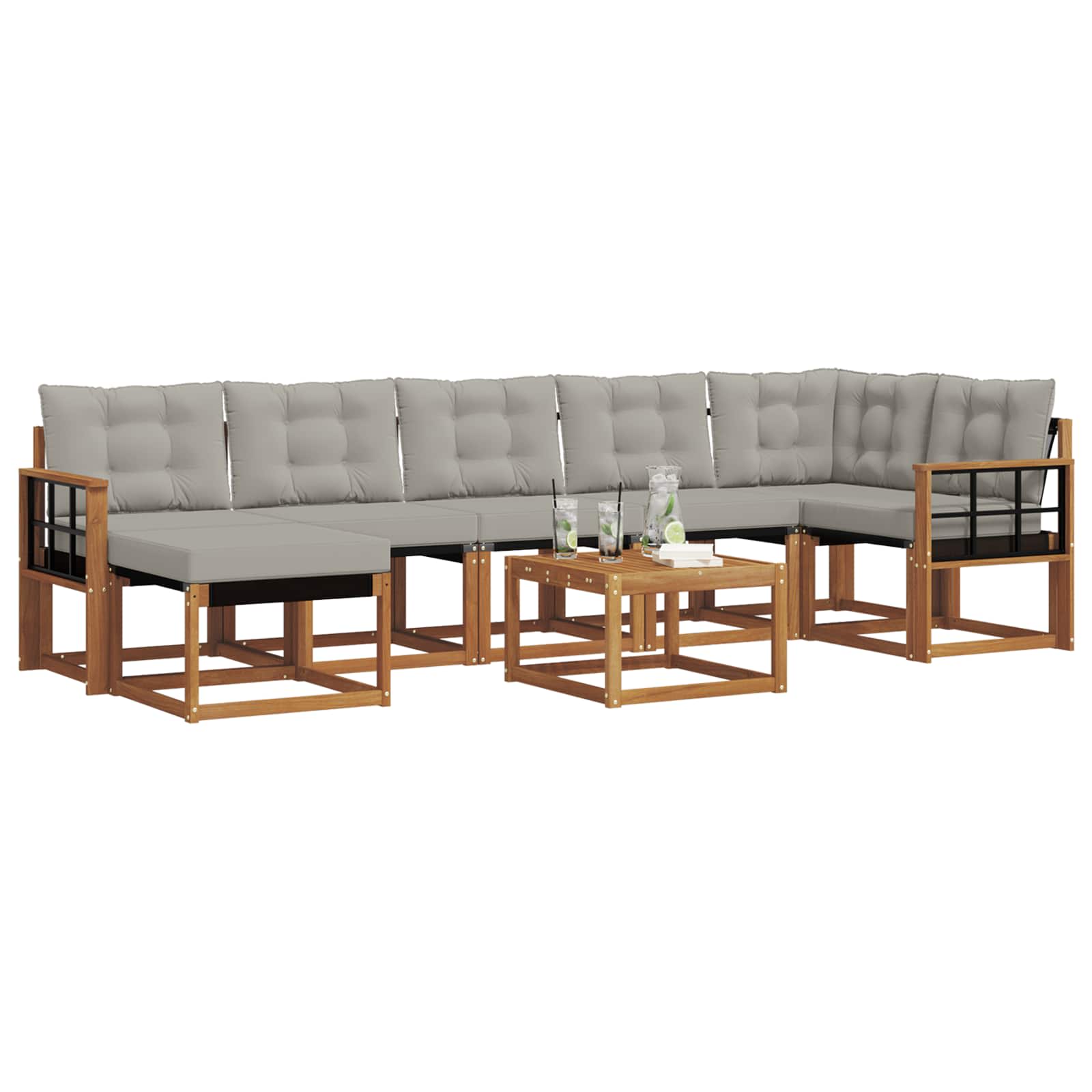Set di divani da esterno 8 pcs Grigio Naturale e Chiaro | homemem39