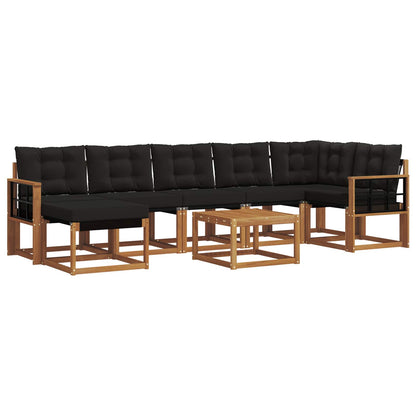Set di divani da esterno con cuscino 8 pcs Naturale e Nero | homemem39