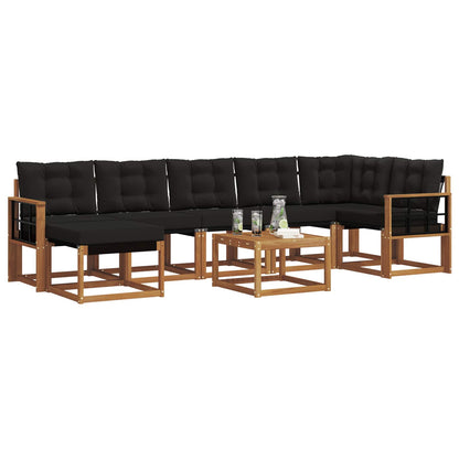 Set di divani da esterno con cuscino 8 pcs Naturale e Nero | homemem39