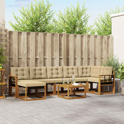 Set di divani da esterno con cuscino 8 pcs Naturale e Beige