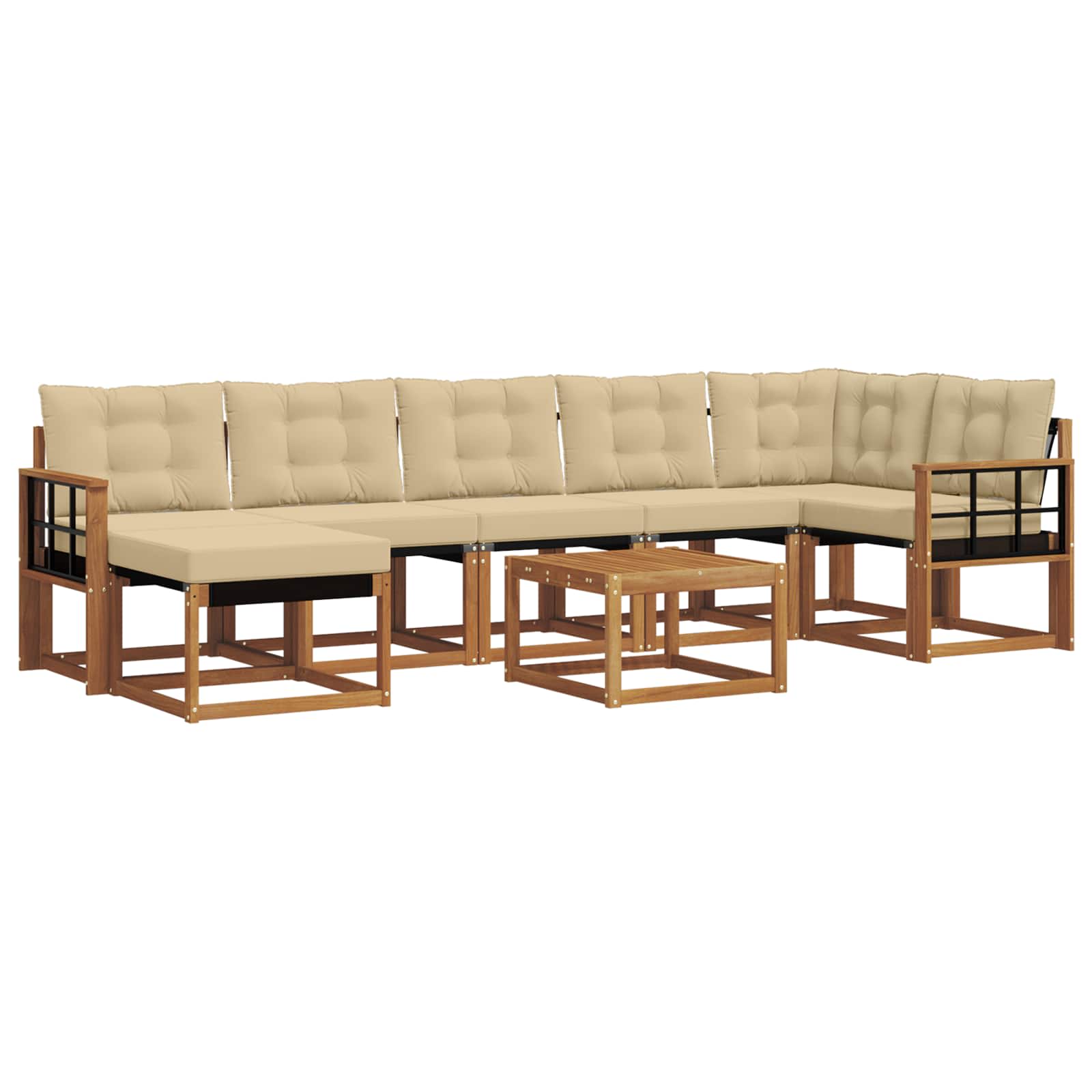 Set di divani da esterno con cuscino 8 pcs Naturale e Beige | homemem39