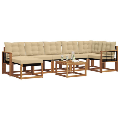 Set di divani da esterno con cuscino 8 pcs Naturale e Beige | homemem39