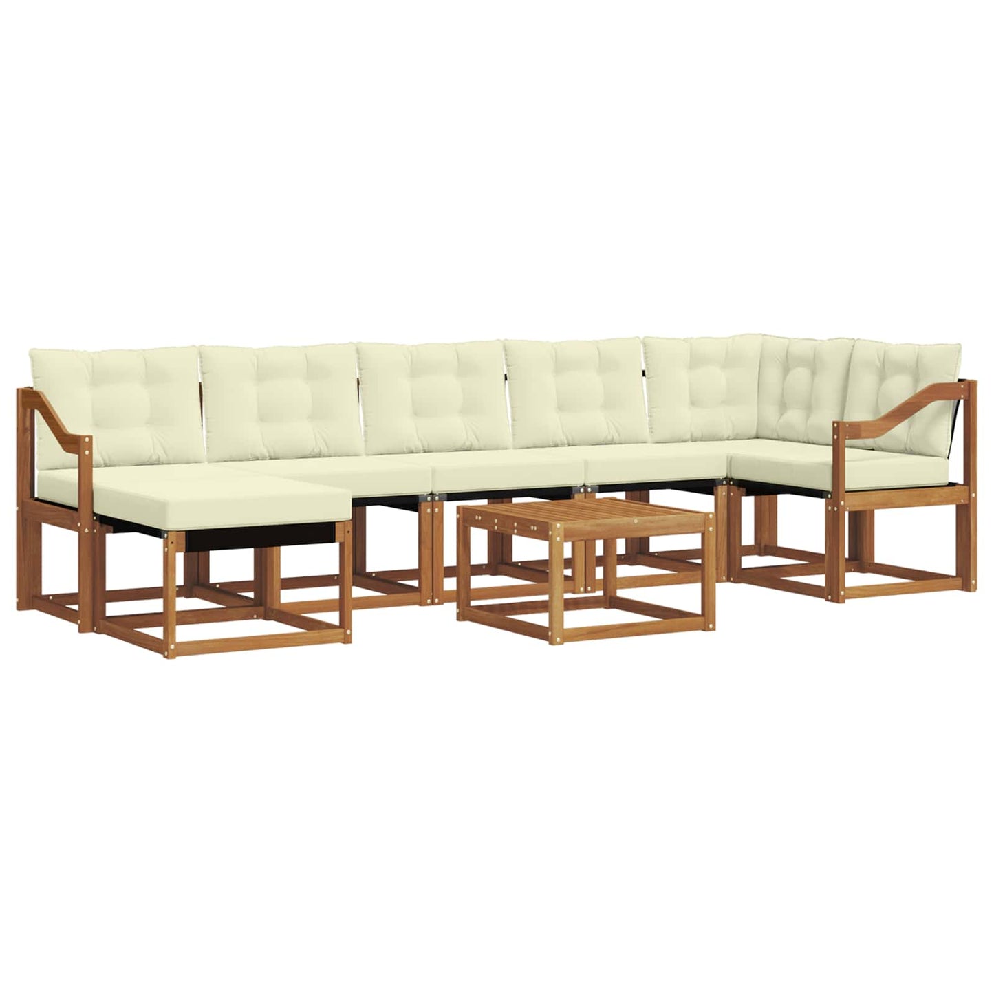 Set di divani da esterno con cuscino 8 pcs Naturale e Crema