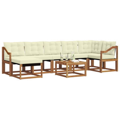 Set di divani da esterno con cuscino 8 pcs Naturale e Crema