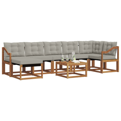 Set di divani da esterno 8 pcs Grigio Naturale e Chiaro | homemem39