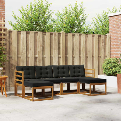 Set di divani da esterno con cuscino 6 pcs Naturale e Nero | homemem39