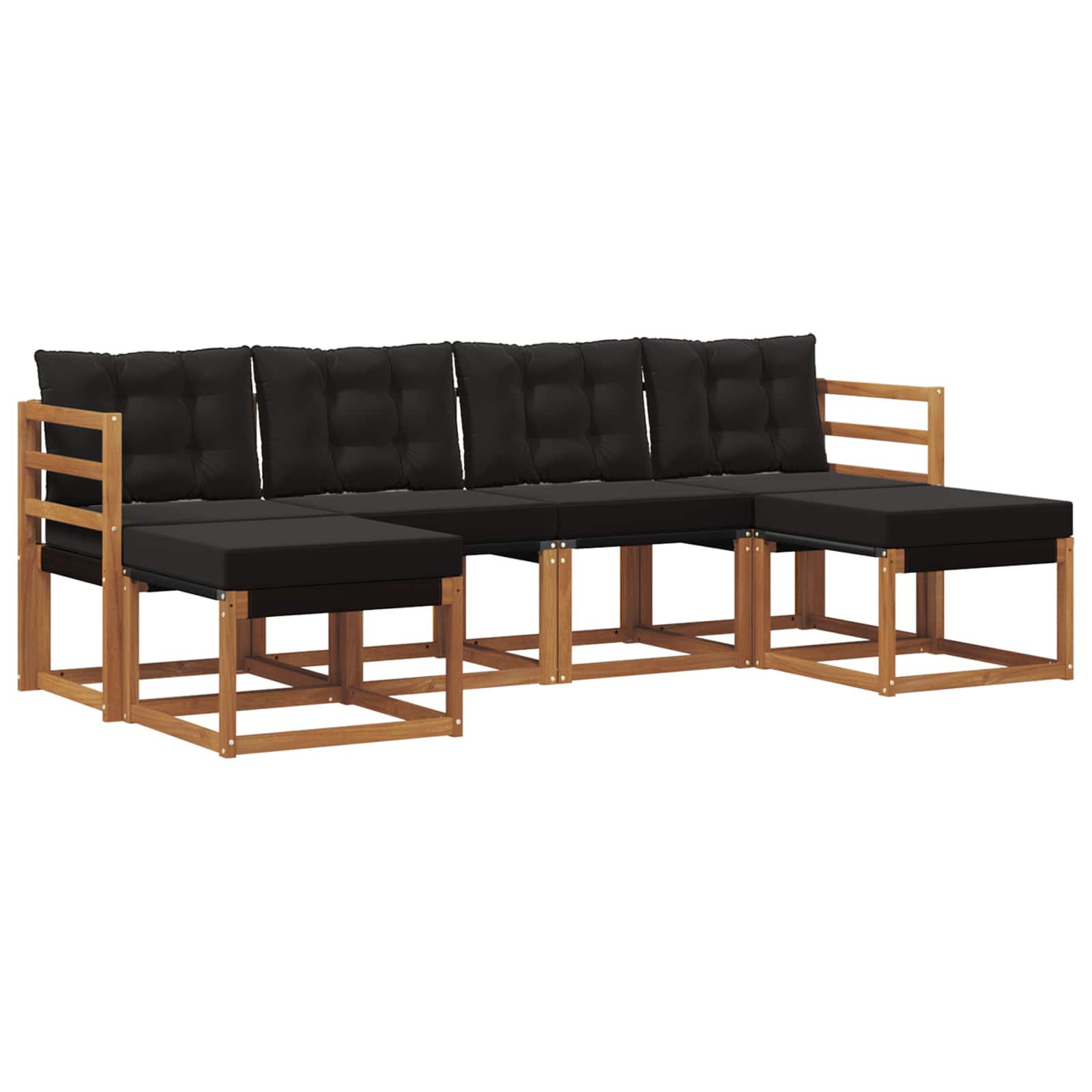 Set di divani da esterno con cuscino 6 pcs Naturale e Nero | homemem39