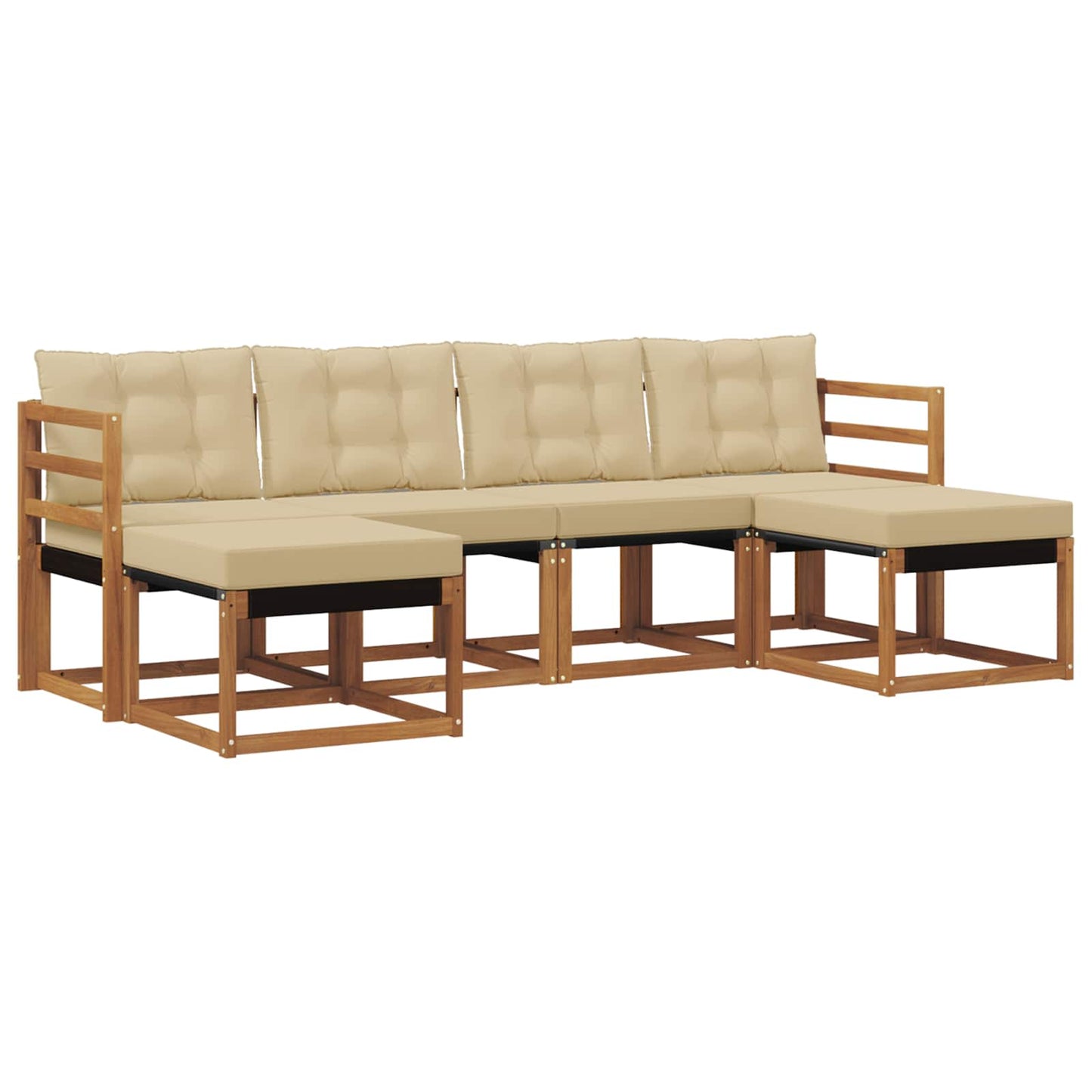 Set di divani da esterno con cuscino 6 pcs Naturale e Beige