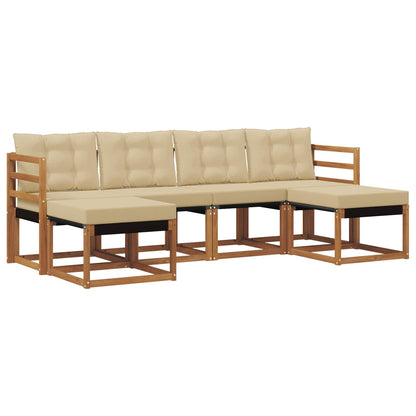 Set di divani da esterno con cuscino 6 pcs Naturale e Beige