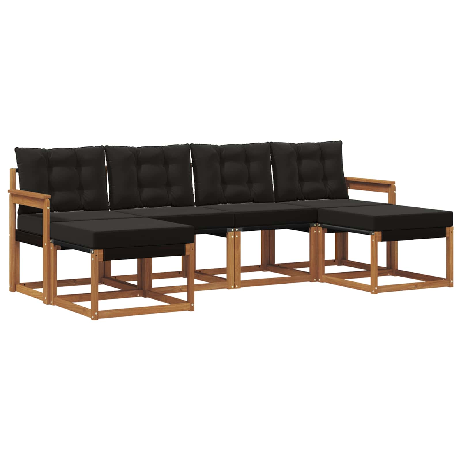 Set di divani da esterno con cuscino 6 pcs Naturale e Nero | homemem39