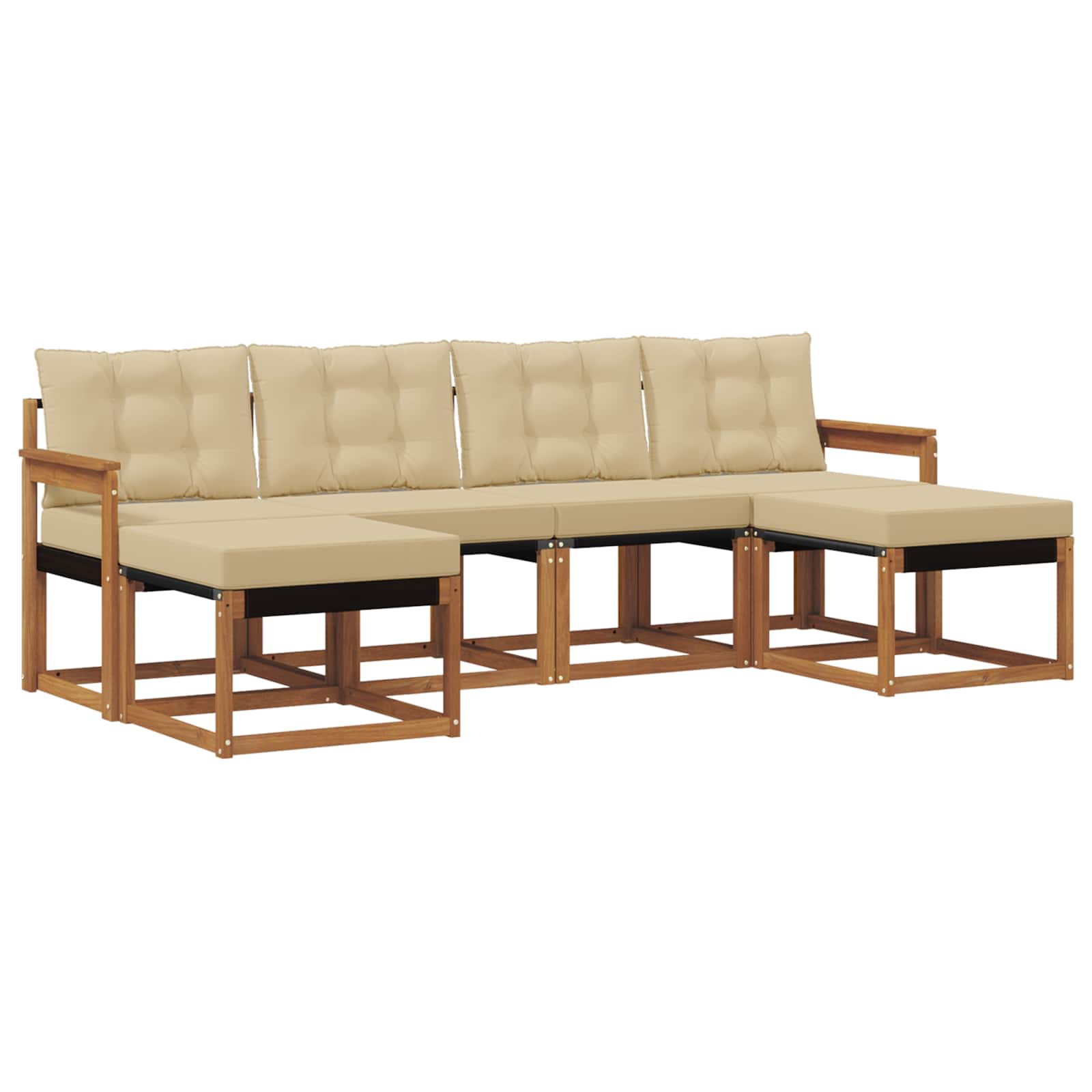 Set di divani da esterno con cuscino 6 pcs Naturale e Beige | homemem39