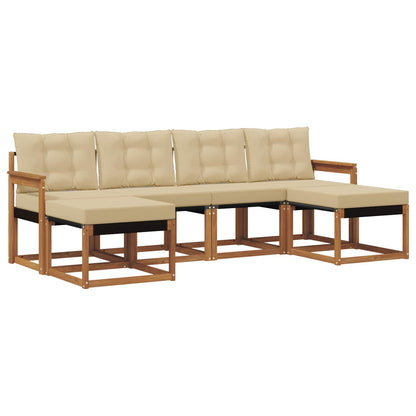 Set di divani da esterno con cuscino 6 pcs Naturale e Beige | homemem39