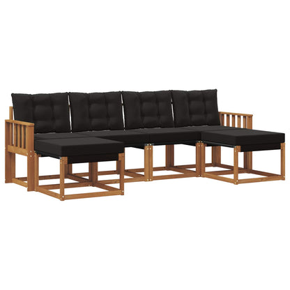 Set di divani da esterno con cuscino 6 pcs Naturale e Nero | homemem39