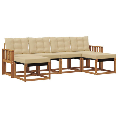 Set di divani da esterno con cuscino 6 pcs Naturale e Beige | homemem39