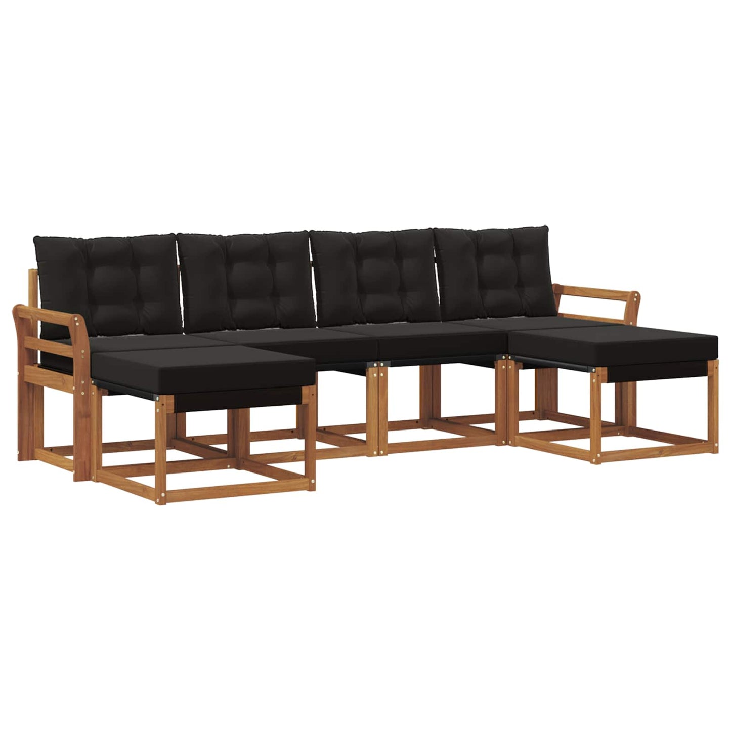 Set di divani da esterno con cuscino 6 pcs Naturale e Nero | homemem39