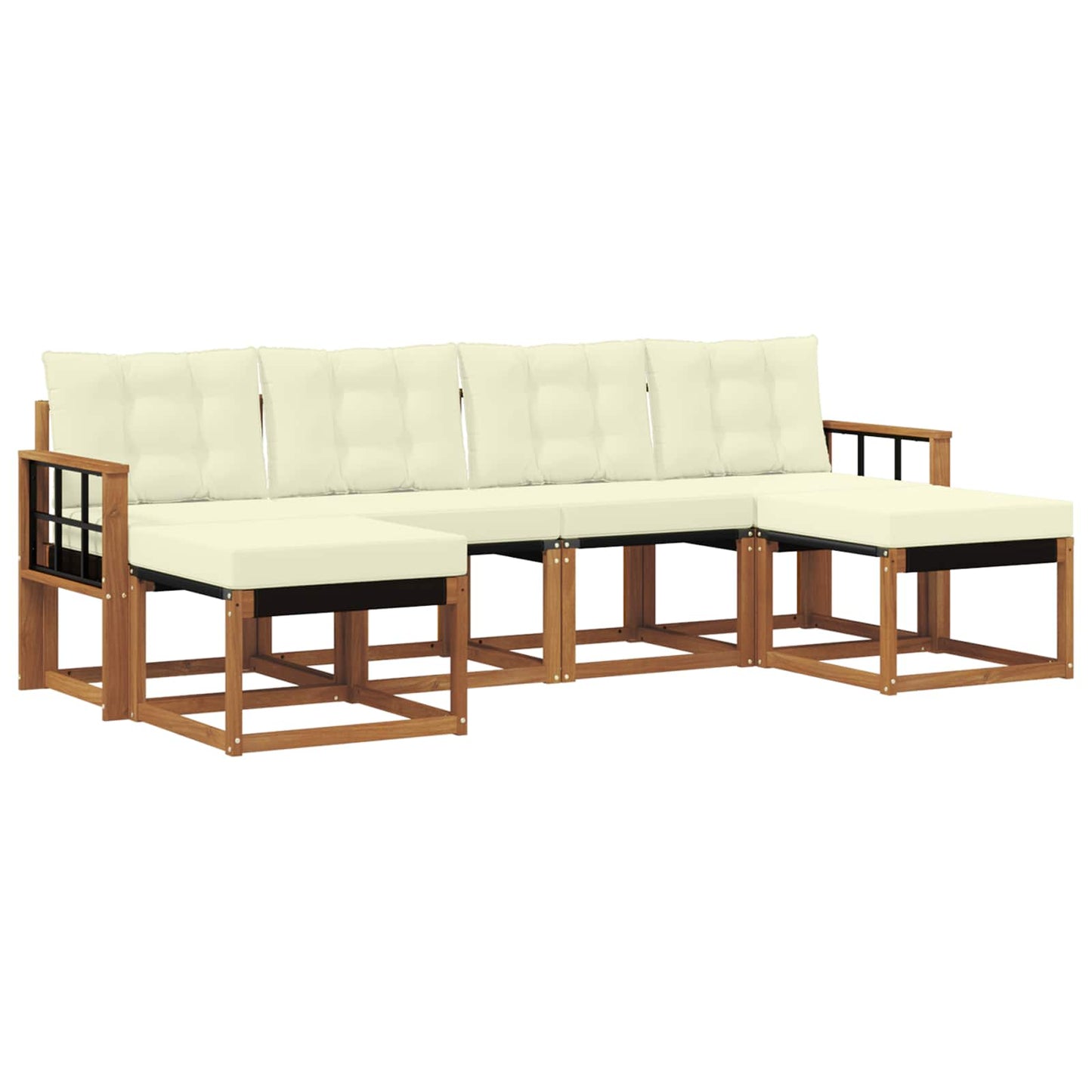 Set di divani da esterno con cuscino 6 pcs Naturale e Crema | homemem39