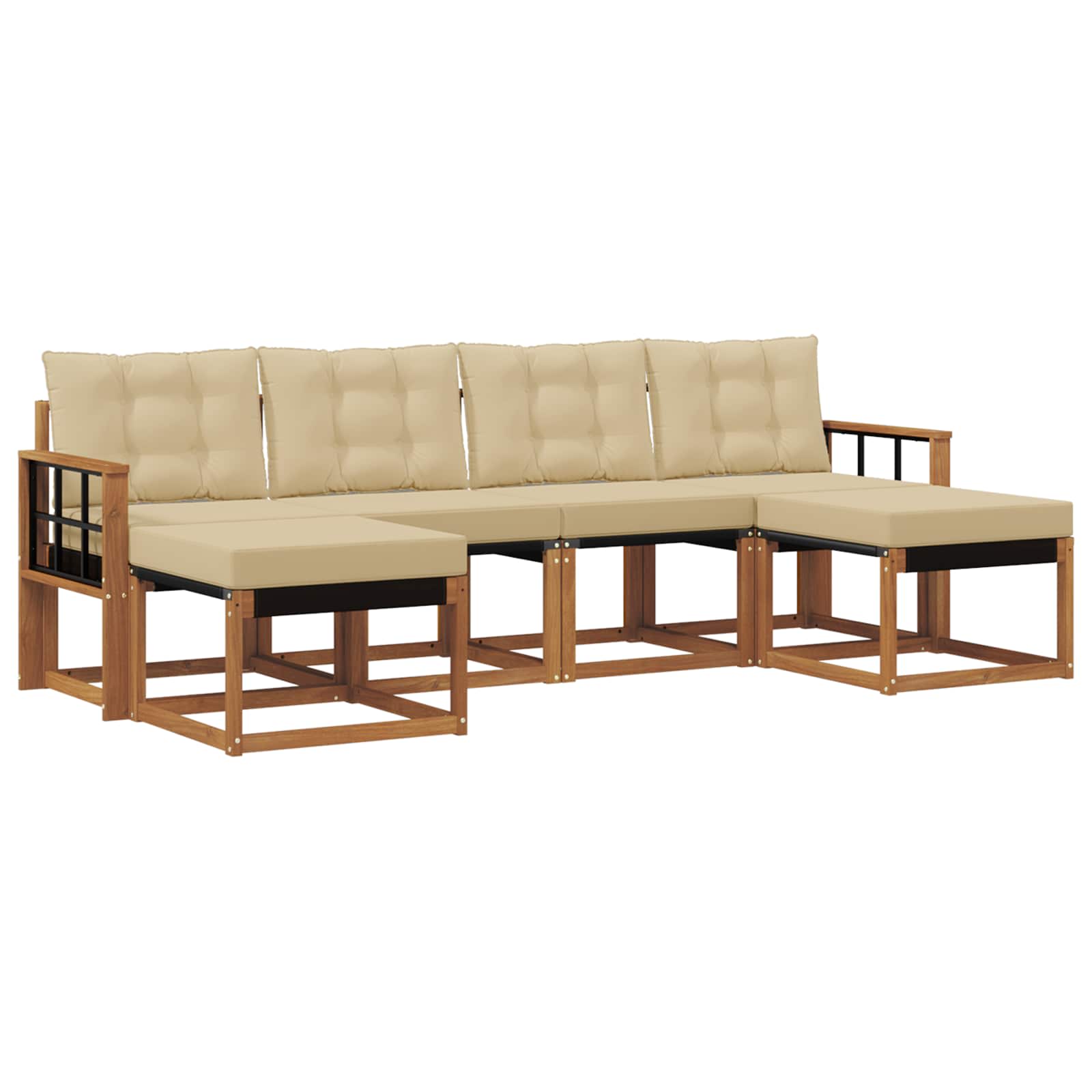 Set di divani da esterno con cuscino 6 pcs Naturale e Beige | homemem39