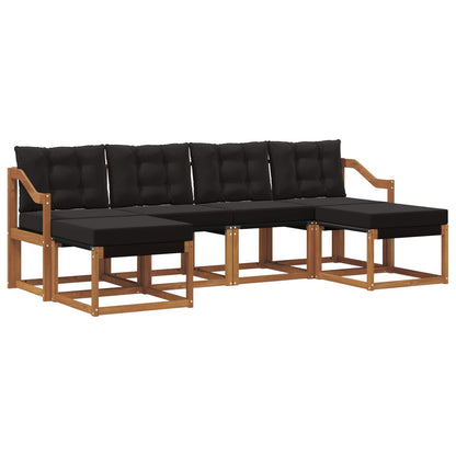 Set di divani da esterno con cuscino 6 pcs Naturale e Nero | homemem39
