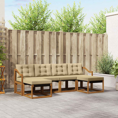 Set di divani da esterno con cuscino 6 pcs Naturale e Beige