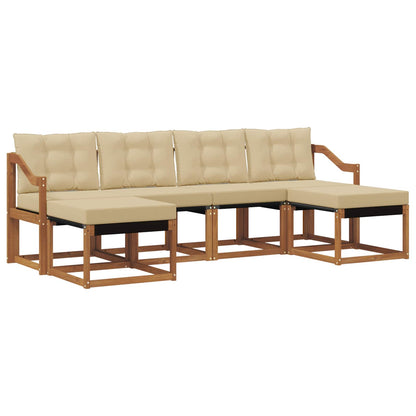 Set di divani da esterno con cuscino 6 pcs Naturale e Beige | homemem39
