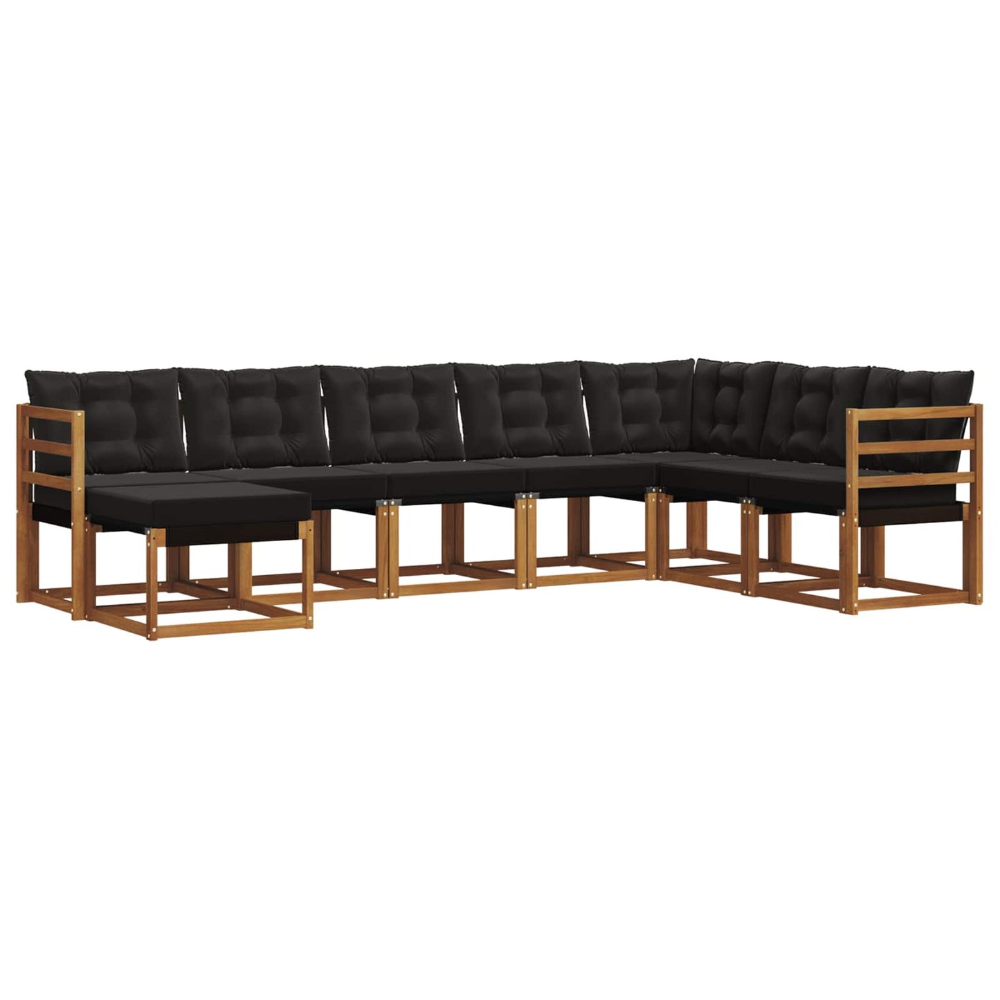 Set di divani da esterno con cuscino 8 pcs Naturale e Nero