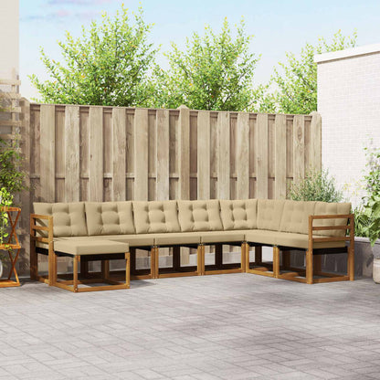 Set di divani da esterno con cuscino 8 pcs Naturale e Beige | homemem39
