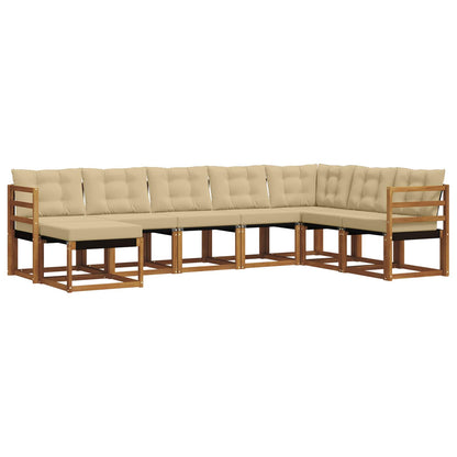 Set di divani da esterno con cuscino 8 pcs Naturale e Beige | homemem39