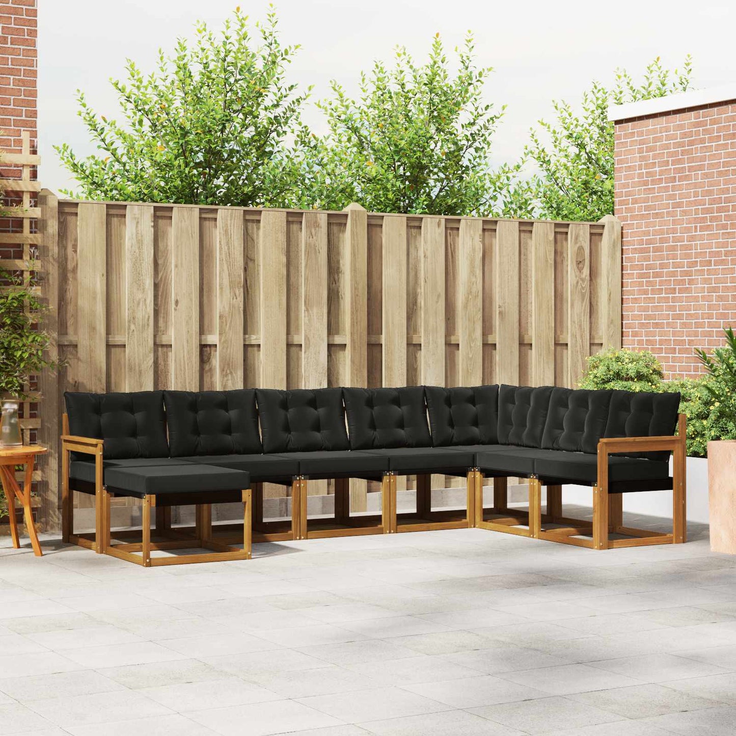 Set di divani da esterno con cuscino 8 pcs Naturale e Nero | homemem39