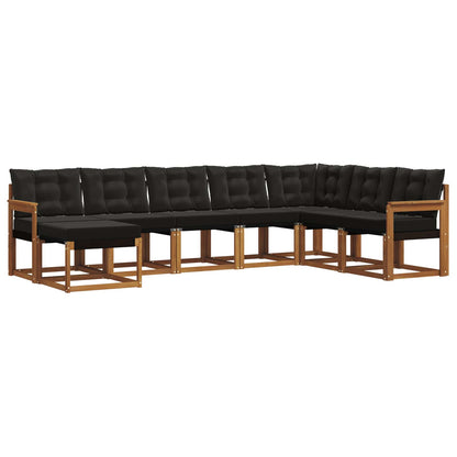 Set di divani da esterno con cuscino 8 pcs Naturale e Nero | homemem39