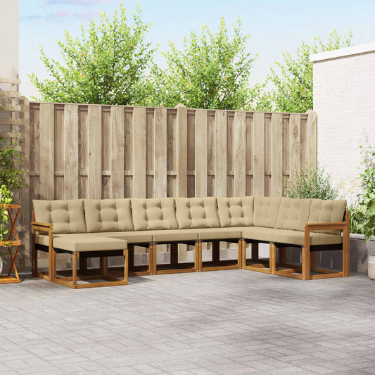 Set di divani da esterno con cuscino 8 pcs Naturale e Beige | homemem39
