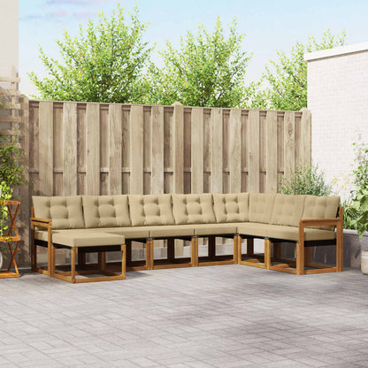 Set di divani da esterno con cuscino 8 pcs Naturale e Beige