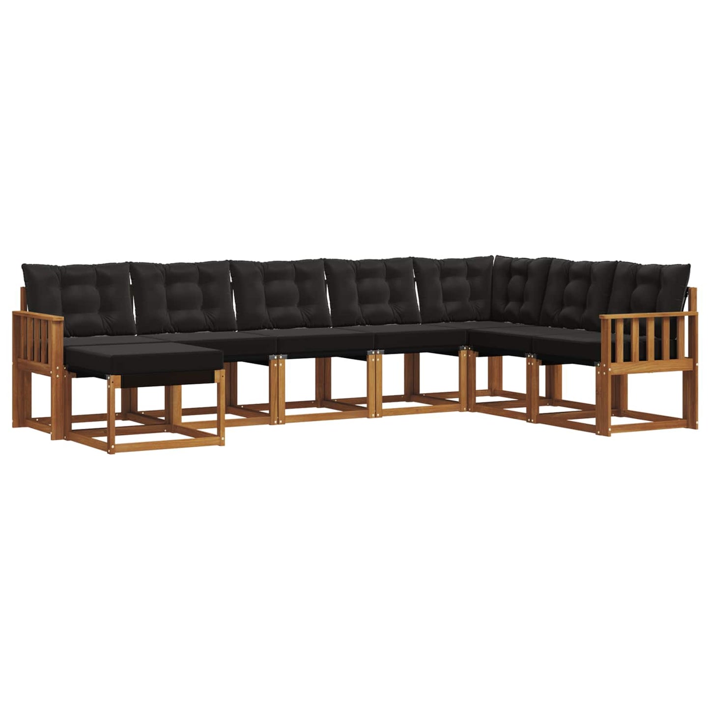 Set di divani da esterno con cuscino 8 pcs Naturale e Nero | homemem39