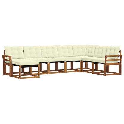 Set di divani da esterno con cuscino 8 pcs Naturale e Crema