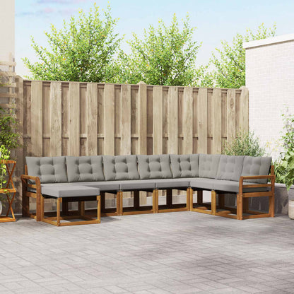 Set di divani da esterno 8 pcs Grigio Naturale e Chiaro
