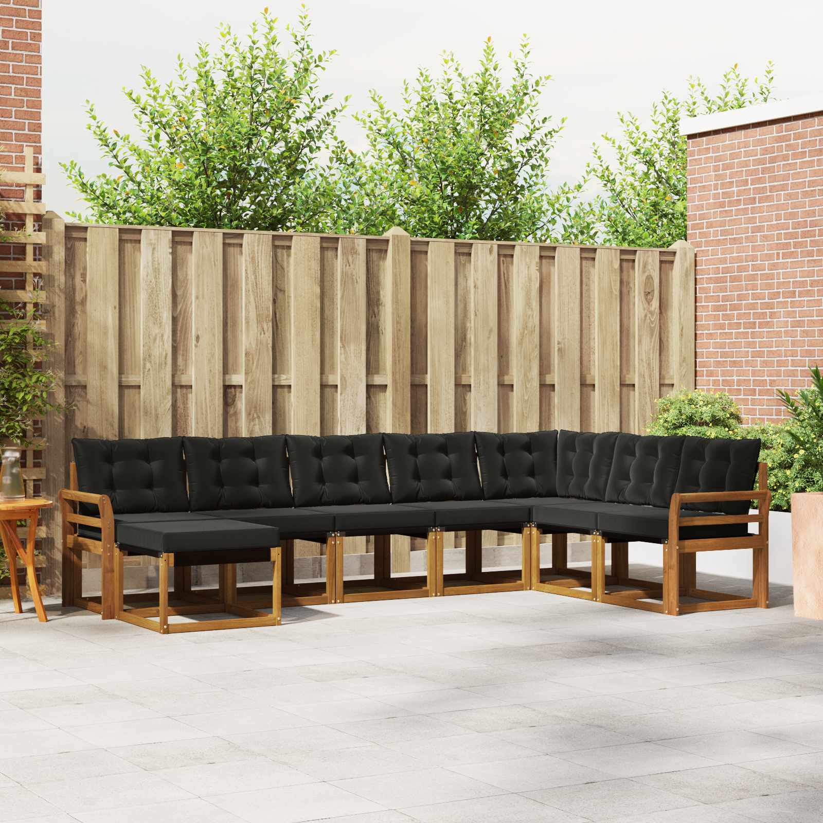 Set di divani da esterno con cuscino 8 pcs Naturale e Nero | homemem39