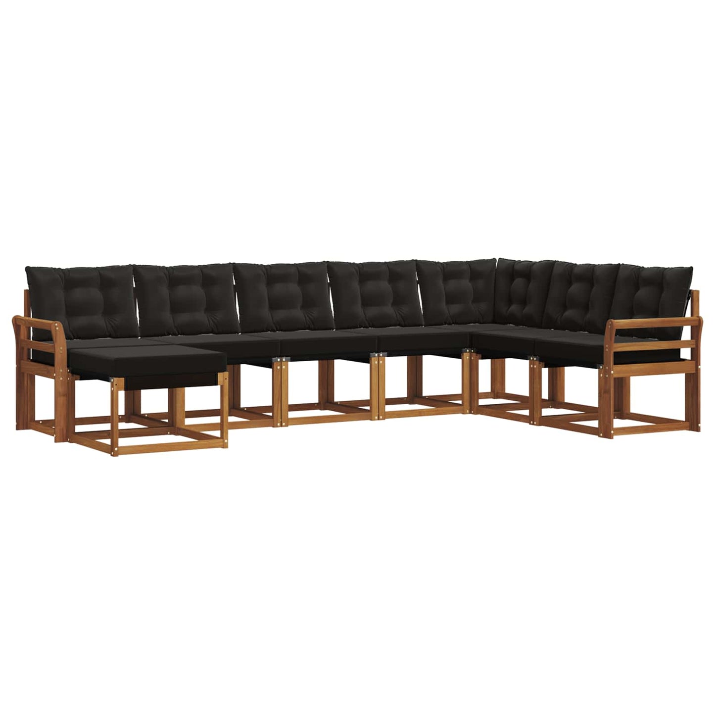 Set di divani da esterno con cuscino 8 pcs Naturale e Nero | homemem39