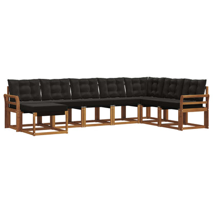 Set di divani da esterno con cuscino 8 pcs Naturale e Nero | homemem39