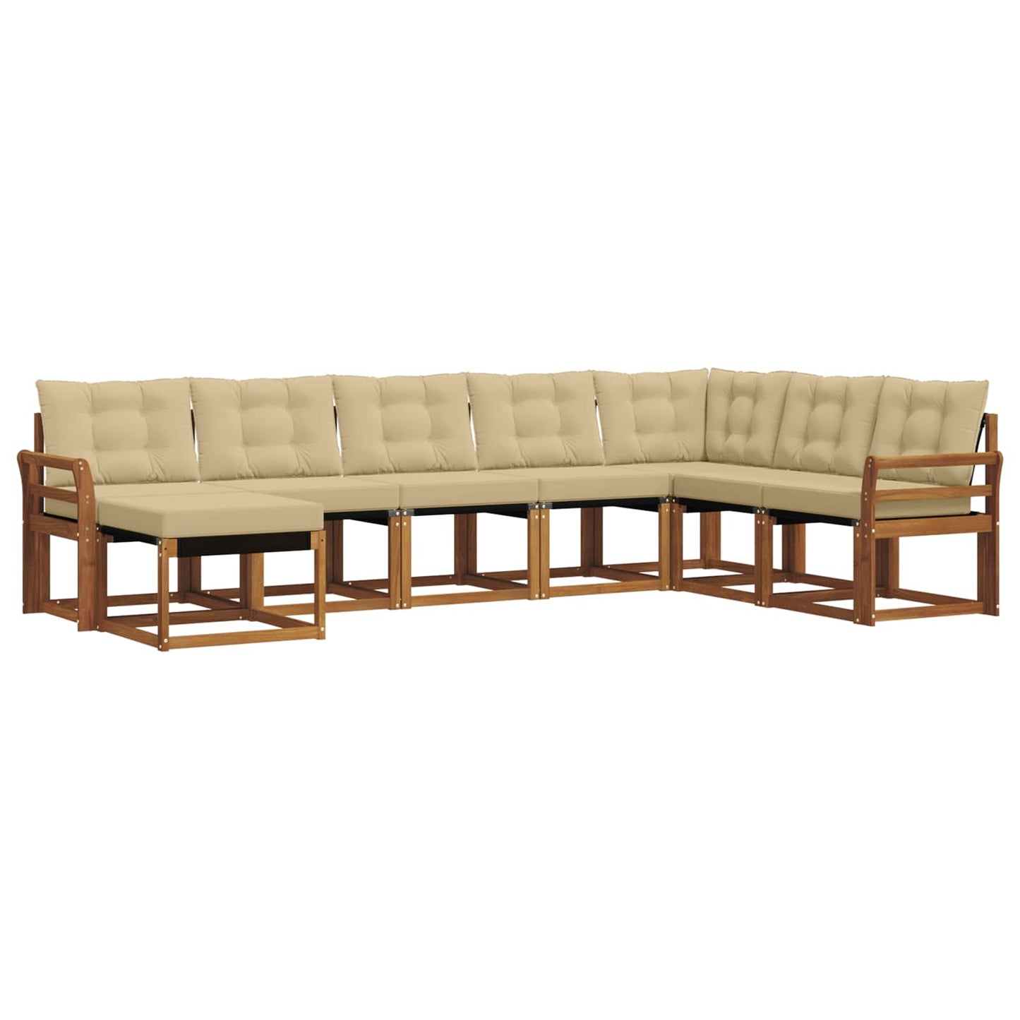 Set di divani da esterno con cuscino 8 pcs Naturale e Beige