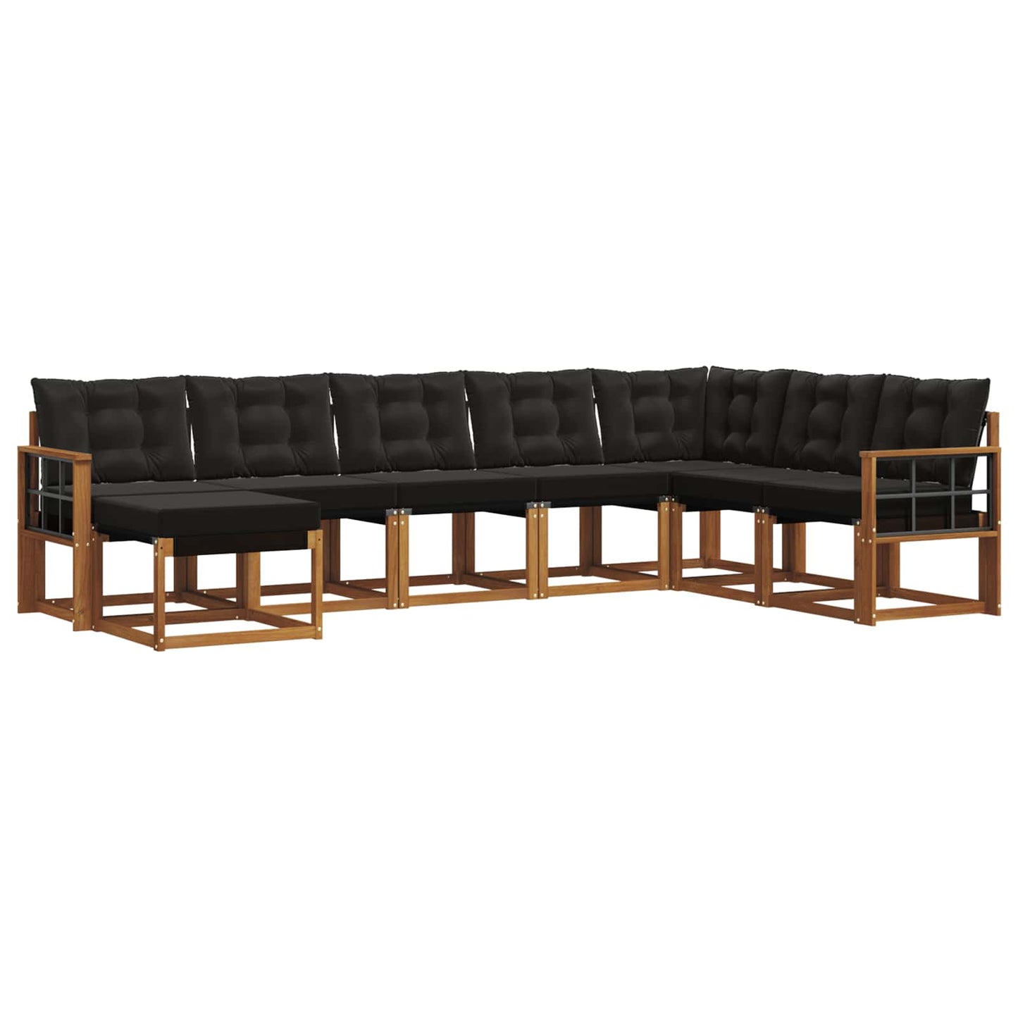 Set di divani da esterno con cuscino 8 pcs Naturale e Nero | homemem39
