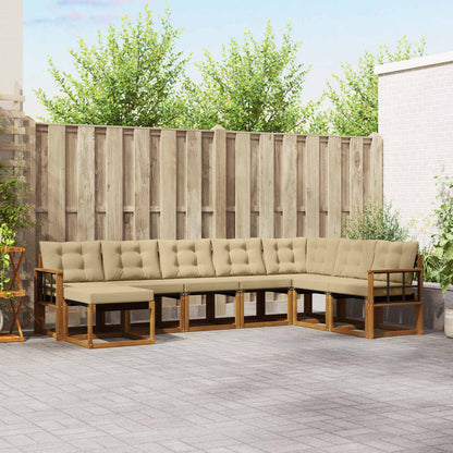 Set di divani da esterno con cuscino 8 pcs Naturale e Beige