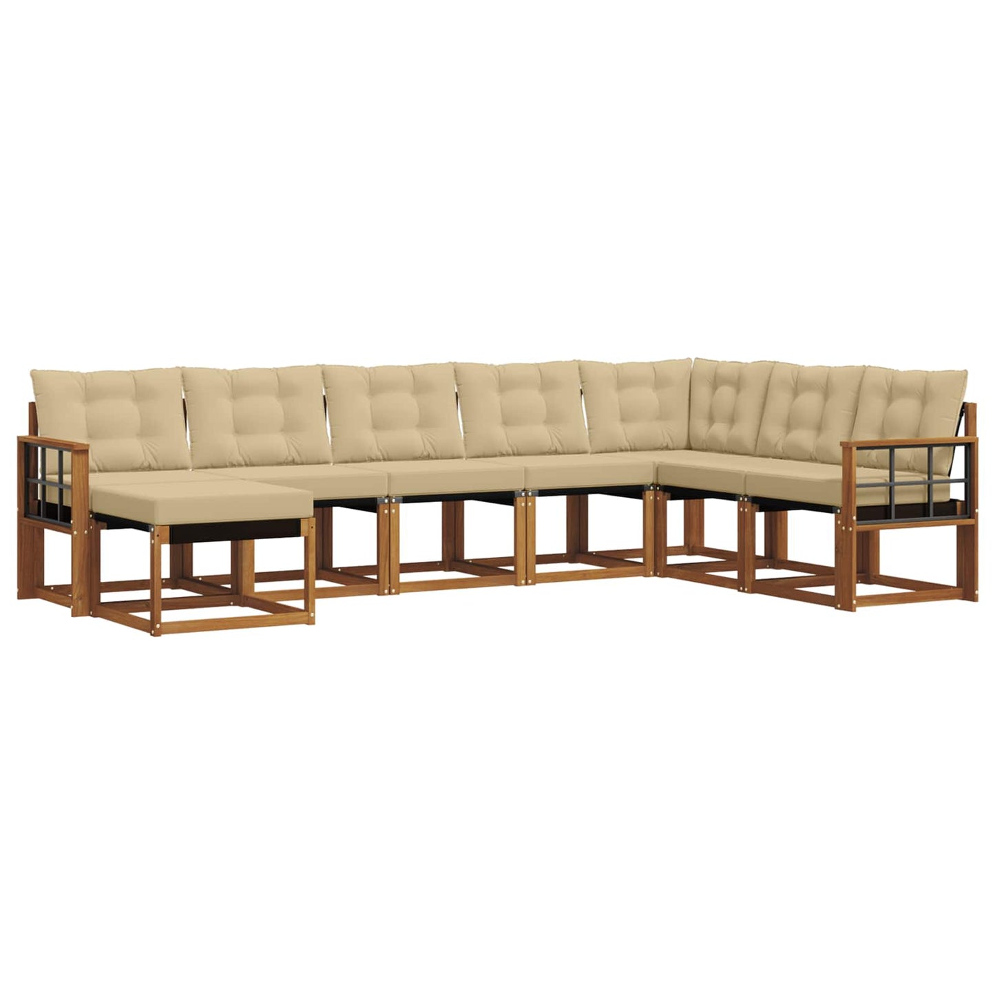 Set di divani da esterno con cuscino 8 pcs Naturale e Beige | homemem39