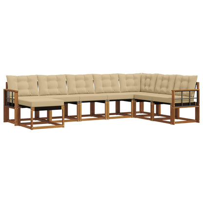 Set di divani da esterno con cuscino 8 pcs Naturale e Beige