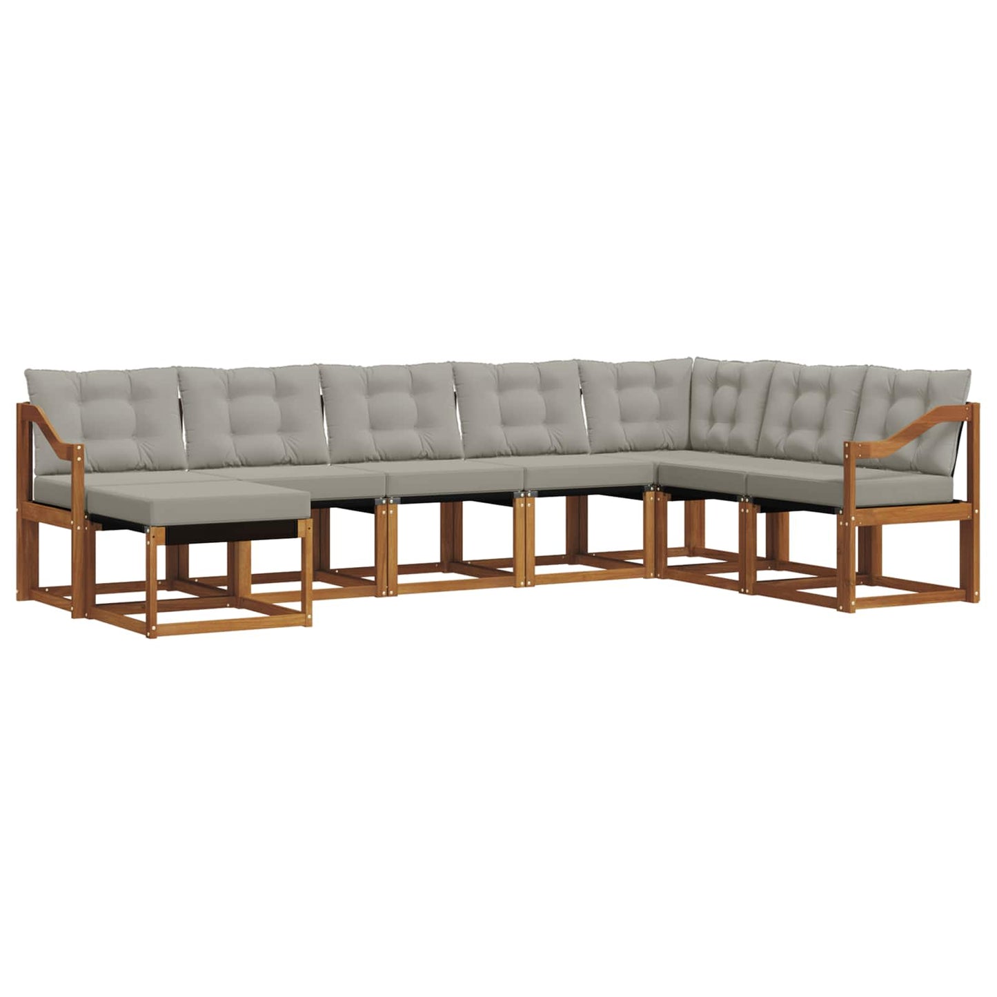 Set di divani da esterno 8 pcs Grigio Naturale e Chiaro