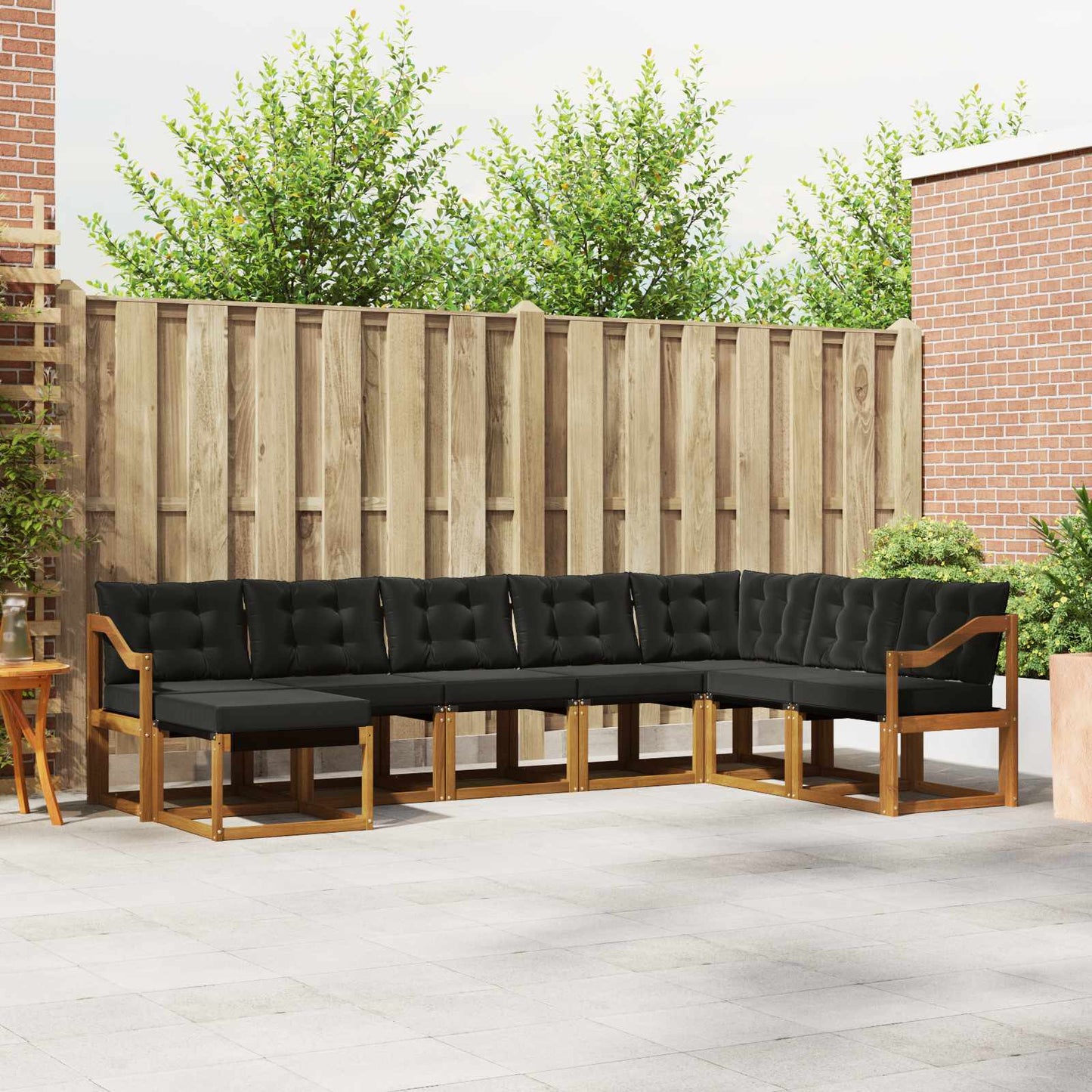 Set di divani da esterno con cuscino 8 pcs Naturale e Nero | homemem39