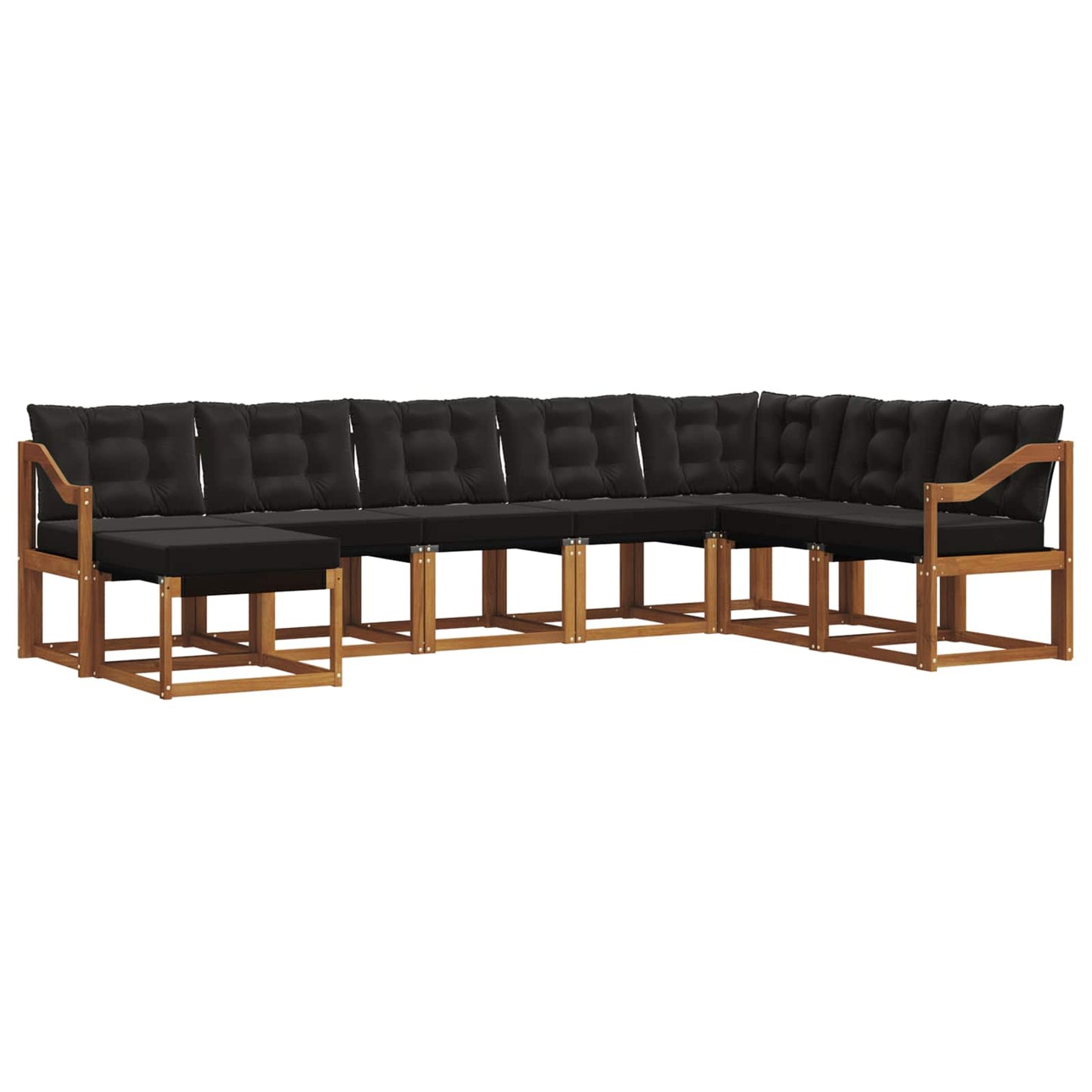 Set di divani da esterno con cuscino 8 pcs Naturale e Nero | homemem39