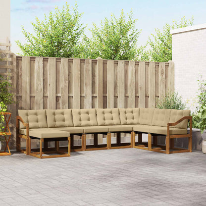 Set di divani da esterno con cuscino 8 pcs Naturale e Beige | homemem39