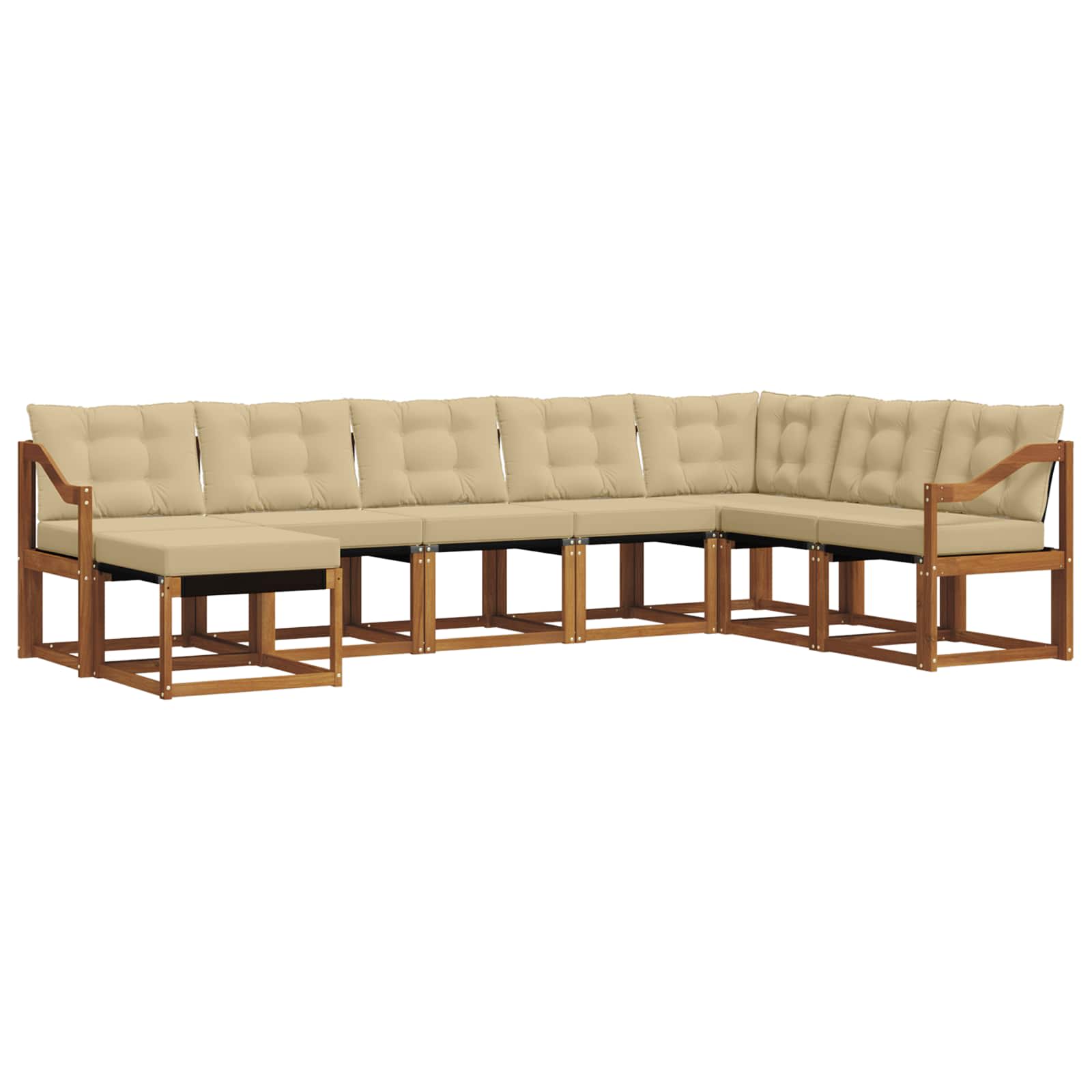 Set di divani da esterno con cuscino 8 pcs Naturale e Beige | homemem39