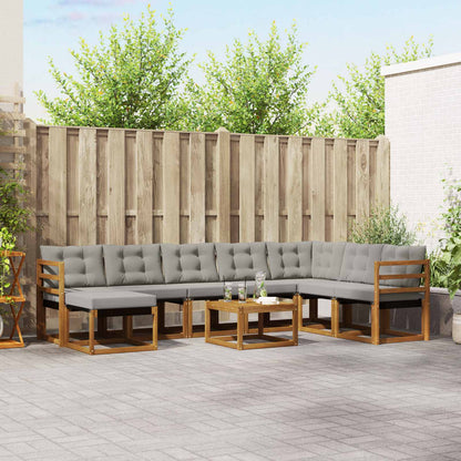 Set di divani da esterno 9 pcs Grigio Naturale e Chiaro