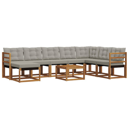 Set di divani da esterno 9 pcs Grigio Naturale e Chiaro
